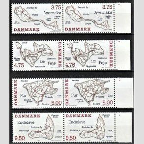 FRIMRKER DANMARK | 1995 - AFA 1086-89 - Danske smer - 3,75 - 9,50 Kr. flerfarvet i parstykker - Postfrisk