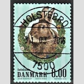 FRIMRKER DANMARK | 2016 - AFA 1851 - Grdens dyr - 8,00 Kr. kanin - Pragt Stemplet