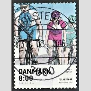 FRIM�RKER DANMARK | 2016 - AFA 1855 - Folkesport - 8,00 Kr. flerfarvet - Pragt Stemplet
