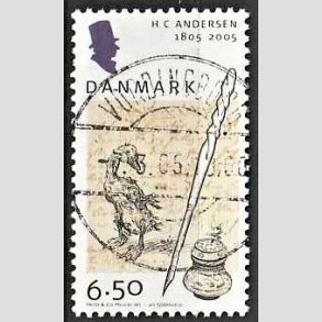 FRIM�RKER DANMARK | 2005 - AFA 1424 - H.C. Andersen - 6,50 Kr. Pen og bl�k - Pragt Stemplet