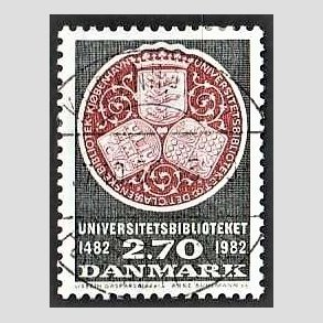 FRIM�RKER DANMARK | 1982 - AFA 763 - Universitetsbiblioteket 500 �r. - 2,70 Kr. sortgr�/r�d - Pragt Stemplet