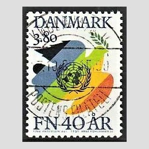 FRIM�RKER DANMARK | 1985 - AFA 841 - FN 40 �r - 3,80 Kr. flerfarvet - Lux Stemplet