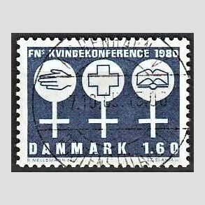 FRIM�RKER DANMARK | 1980 - AFA 697 - FN�s Kvindekonference - 1,60 Kr. bl� - Pragt Stemplet K�benhavn V