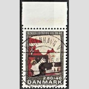 FRIMRKER DANMARK | 1985 - AFA 843 - Sindslidendes Vel - 2,80 Kr. + 40 re flerfarvet - Pragt Stemplet Kbenhavn V