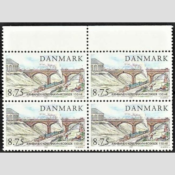 FRIMRKER DANMARK | 1997 - AFA 1149 - Kbenhavn-Roskilde - 8,75 Kr. flerfarvet i 4-blok - Postfrisk