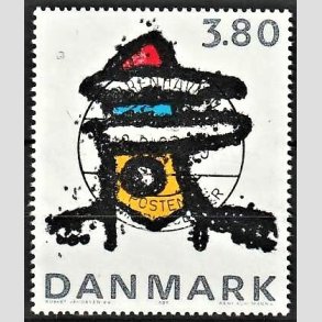 FRIMRKER DANMARK | 1985 - AFA 846 - Kunst af Robert Jacobsen - 3,80 Kr. flerfarvet - Lux Stemplet Kbenhavn V