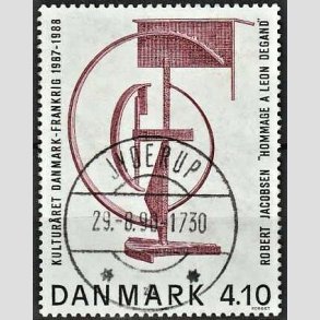 FRIMRKER DANMARK | 1988 - AFA 918 - Dansk-fransk kulturr - 4,10 Kr. brunrd/sort - Pragt Stemplet Jyderup
