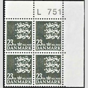 FRIMRKER DANMARK | 1990 - AFA 959 - Rigsvben - 23,00 Kr. grnsort i 4-blok med marginal L751 - Postfrisk