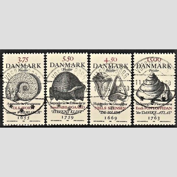 FRIMRKER DANMARK | 1998 - AFA 1191-94 - Fossiler - 3,75 - 15,00 Kr. flerfarvet i st - Pragt Stemplet Vordingborg