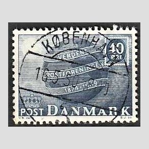 FRIM�RKER DANMARK | 1949 - AFA 316 - Verdenspostforeningen 75 �r - 40 �re bl� - Lux Stemplet