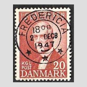 FRIM�RKER DANMARK | 1947 - AFA 305 - I. C. Jacobsen - 20 �re brunr�d - Pragt Stemplet Fredericia