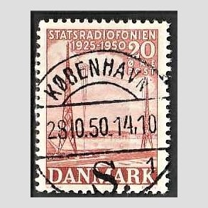 FRIM�RKER DANMARK | 1950 - AFA 317 - Statsradiofonien 25 �r - 20 �re r�d - Pragt Stemplet 