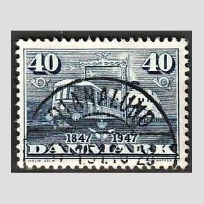 FRIM�RKER DANMARK | 1947 - AFA 304 - Danske jernbaner 100 �r - 40 �re bl� - Pragt Stemplet 