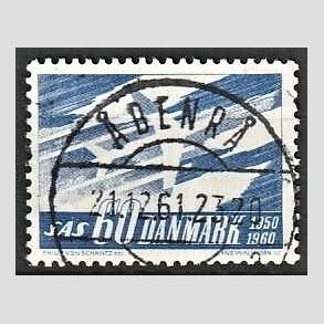 FRIM�RKER DANMARK | 1961 - AFA 391 - SAS 10 �rs jubil�um - 60 �re bl� - Lux Stemplet �benr�
