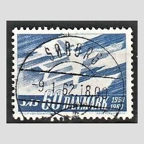 FRIM�RKER DANMARK | 1961 - AFA 391 - SAS 10 �rs jubil�um - 60 �re bl� - Lux Stemplet 