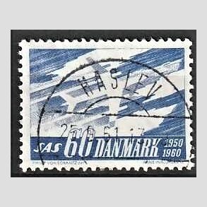 FRIM�RKER DANMARK | 1961 - AFA 391 - SAS 10 �rs jubil�um - 60 �re bl� - Lux Stemplet Haslev