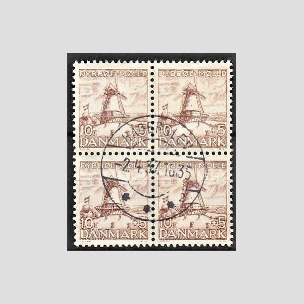 FRIMRKER DANMARK | 1937 - AFA 237 - Dybbl Mlle - 10+5 re brun i 4-blok - Lux stemplet Haderslev
