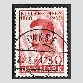 FRIM�RKER DANMARK | 1960 - AFA 387 - Niels R. Finsen - 30 �re r�d - Pragt Stemplet Fakse