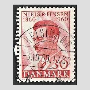 FRIM�RKER DANMARK | 1960 - AFA 387 - Niels R. Finsen - 30 �re r�d - Pragt Stemplet Helsing�r