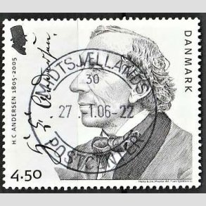 FRIM�RKER DANMARK | 2005 - AFA 1422 - H. C. Andersen - 4,50 Kr. portr�t - Pragt Stemplet 
