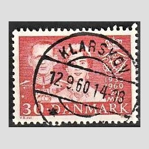 FRIM�RKER DANMARK | 1960 - AFA 384 - S�lvbryllup - 30 �re r�d - Pragt Stemplet Klarskov