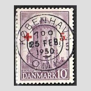 FRIMRKER DANMARK | 1944 - AFA 283 - Rde Kors provisorium - + 5/ 10 re violet - Pragt Stemplet