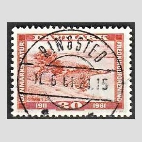 FRIM�RKER DANMARK | 1961 - AFA 392 - Naturfredningsforening 50 �r. - 30 �re brunr�d - Pragt Stemplet Ringsted