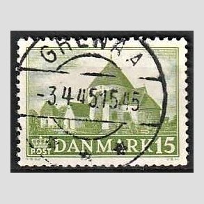 FRIM�RKER DANMARK | 1944 - AFA 286 - Landsbykirker - 15 �re gr�n - Pragt Stemplet Grenaa