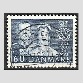 FRIM�RKER DANMARK | 1960 - AFA 385 - S�lvbryllup - 60 �re bl� - Lux Stemplet Esbjerg