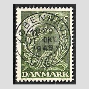 FRIM�RKER DANMARK | 1947 - AFA 299 - Modstandsbev�gelsen - 15 + 5 �re gr�n - Pragt Stemplet