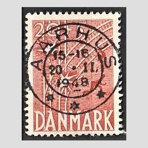 FRIM�RKER DANMARK | 1947 - AFA 300 - Modstandsbev�gelsen - 20 + 5 �re r�d - Pragt Stemplet