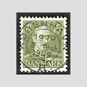 FRIMRKER DANMARK | 1942-44 - AFA 275 - Chr. X 15 re grn - Lux Stemplet 