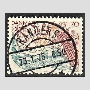 FRIM�RKER DANMARK | 1973 - AFA 556 - Kalkmalerier - 70 �re flerfarvet - Pragt Stemplet Randers