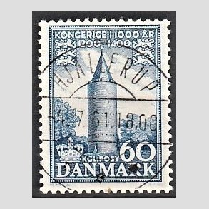 FRIMRKER DANMARK | 1953-56 - AFA 350 - Kongeriget 1000 r - 60 re bl - Pragt Stemplet Hjallerup