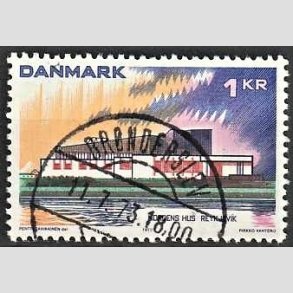 FRIM�RKER DANMARK | 1973 - AFA 548 - Nordens hus. - 1 Kr. flerfarvet - Pragt Stemplet Br�nderslev