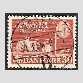 FRIMRKER DANMARK | 1954 - AFA 356 - Statstelegrafen - 30 re brunrd - Pragt Stemplet Horsens