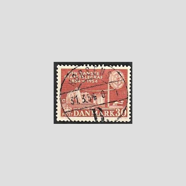 FRIMRKER DANMARK | 1954 - AFA 356 - Statstelegrafen - 30 re brunrd - Pragt Stemplet Horsens