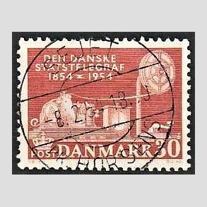 FRIMRKER DANMARK | 1954 - AFA 356 - Statstelegrafen - 30 re brunrd - Pragt Stemplet Sejet pr. Horsens