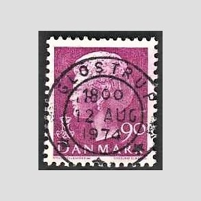 FRIMRKER DANMARK | 1974 - AFA 562 - Dronning Margrethe - 90 re violet - Pragt Stemplet Glostrup