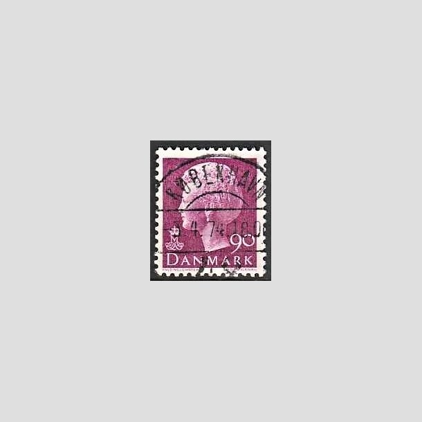 FRIMRKER DANMARK | 1974 - AFA 562 - Dronning Margrethe - 90 re violet - Pragt Stemplet 