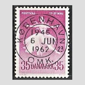 FRIM�RKER DANMARK | 1959 - AFA 377 - Ballet og Musikfestival - 35 �re r�dlilla - Pragt Stemplet