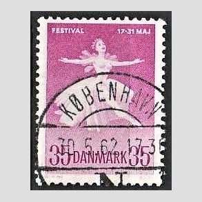 FRIM�RKER DANMARK | 1959 - AFA 377 - Ballet og Musikfestival - 35 �re r�dlilla - Pragt Stemplet