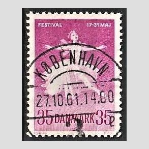 FRIM�RKER DANMARK | 1959 - AFA 377 - Ballet og Musikfestival - 35 �re r�dlilla - Pragt Stemplet