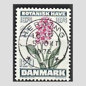 FRIM�RKER DANMARK | 1974 - AFA 578 - Botanisk Have 100 �r. - 120 �re bl�gr�n/violet/gr�n - Pragt Stemplet Herning