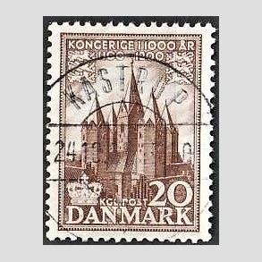 FRIM�RKER DANMARK | 1953-56 - AFA 348 - Kongeriget 1000 �r - 20 �re brun - Pragt Stemplet Kastrup