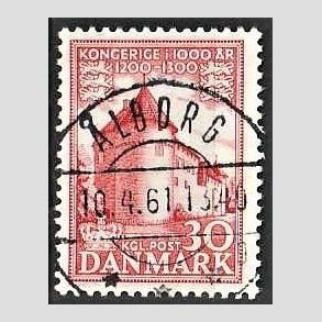 FRIM�RKER DANMARK | 1953-56 - AFA 349 - Kongeriget 1000 �r - 30 �re r�d - Pragt Stemplet �lborg