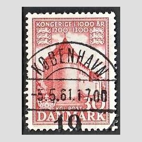 FRIM�RKER DANMARK | 1953-56 - AFA 349 - Kongeriget 1000 �r - 30 �re r�d - Pragt Stemplet K�benhavn