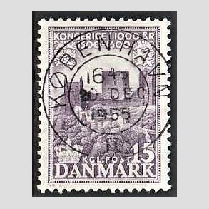 FRIM�RKER DANMARK | 1953-56 - AFA 352 - Kongeriget 1000 �r - 15 �re violet - Pragt Stemplet K�benhavn