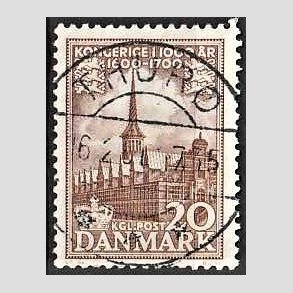 FRIM�RKER DANMARK | 1953-56 - AFA 353 - Kongeriget 1000 �r - 20 �re brun - Pragt Stemplet Thur�