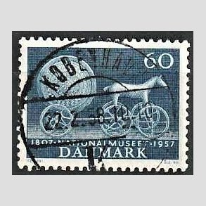 FRIM�RKER DANMARK | 1957 - AFA 371 - Nationalmuseets 150 �r - 60 �re bl� - Pragt Stemplet